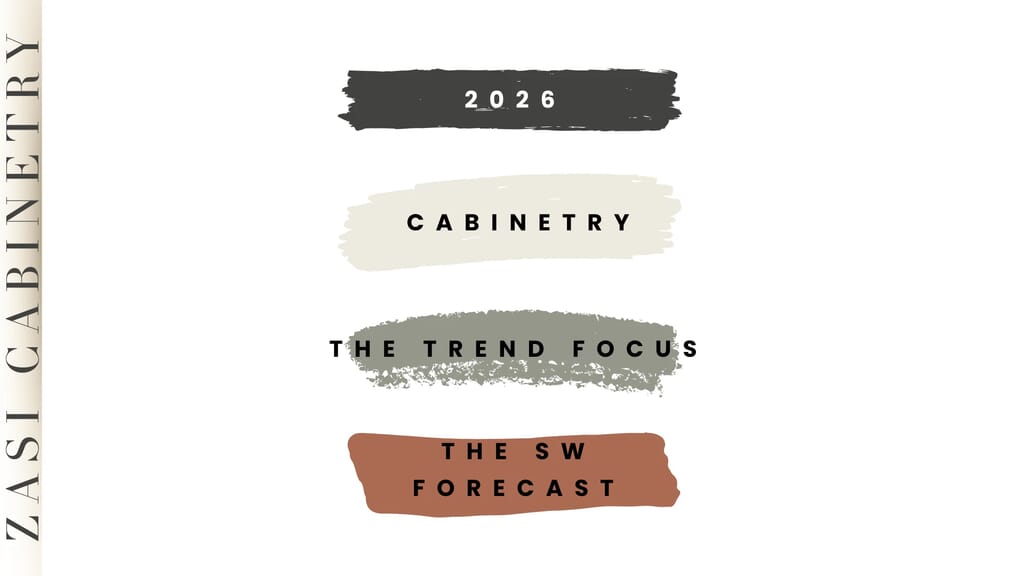 Modern kitchen cabinetry featuring 2026 Sherwin-Williams color palette with warm neutral and nature-inspired tones