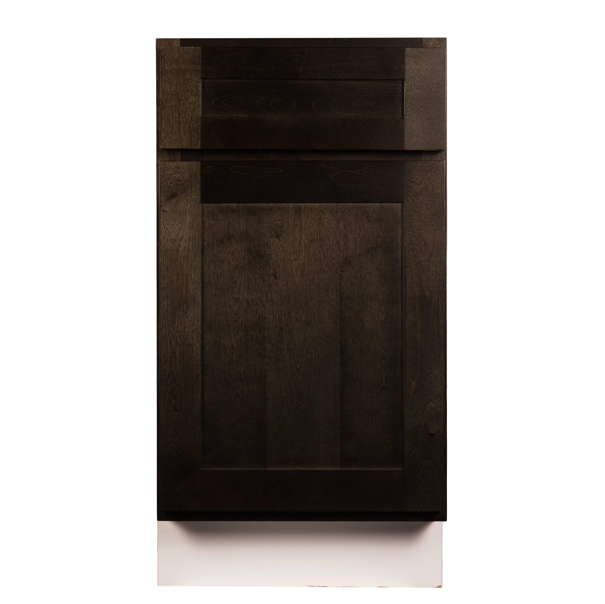 Kingston Charcoal Black 18-inch base cabinet with solid wood shaker door by Koville Cabinetry front view
