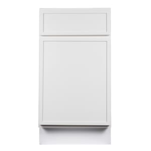 Slim shaker white base cabinet 18 inch with narrow solid wood frame by Koville Cabinetry front view