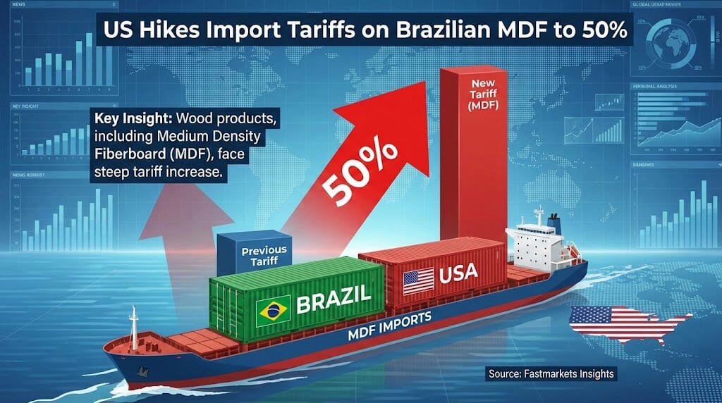 US imposes 50% tariffs on Brazilian forest products, reshaping global wood supply chains and material costs