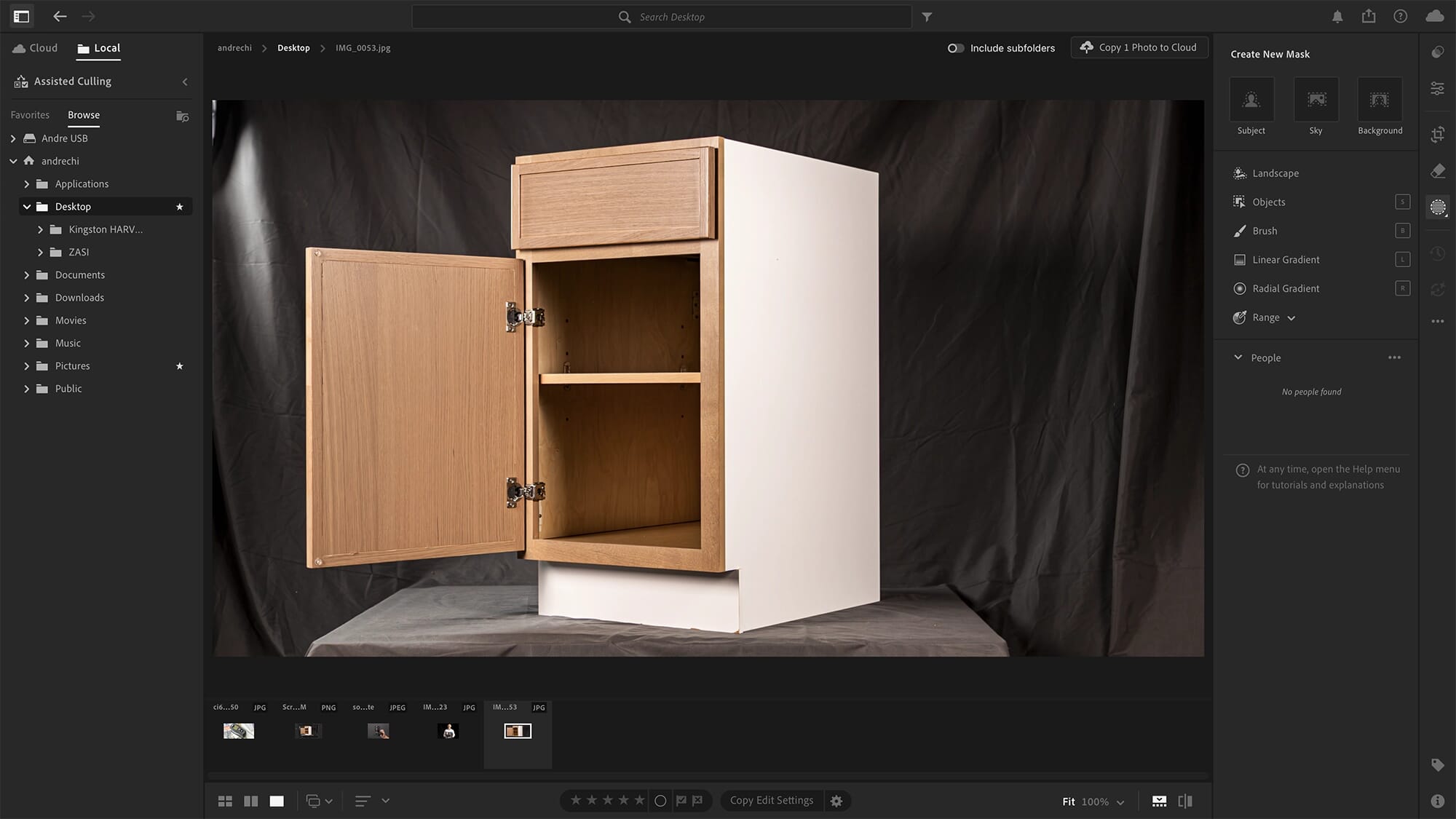 Professional imaging and post-production software used for cabinet photography at ZASI Cabinetry