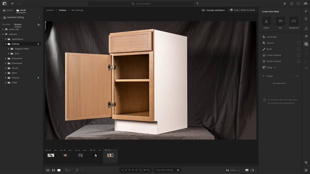 Professional imaging and post-production software used for cabinet photography at ZASI Cabinetry