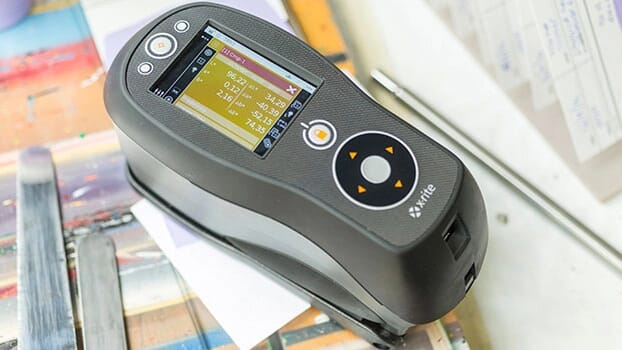 X-Rite Ci64 handheld spectrophotometer used for cabinet color measurement at ZASI Cabinetry