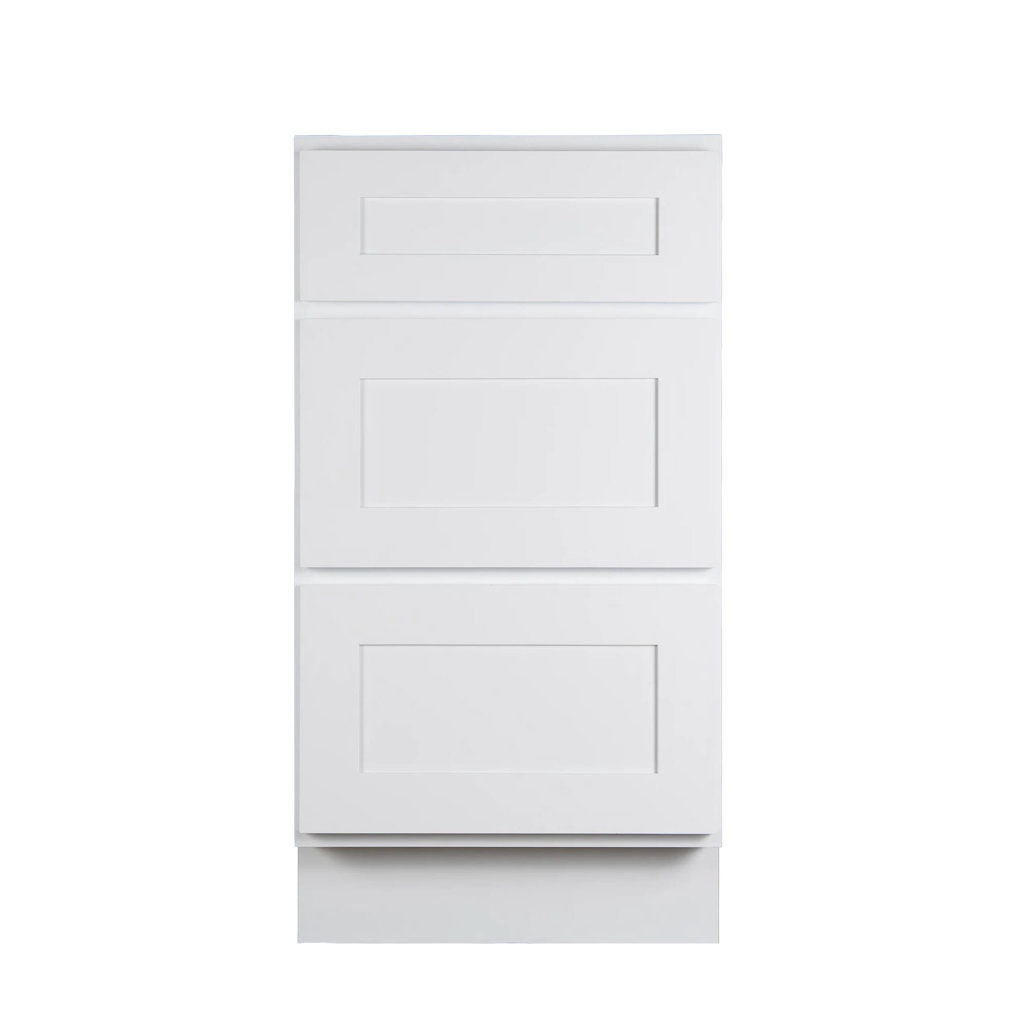 18 inch Kingston white shaker drawer base cabinet with solid wood frame and soft-close drawers